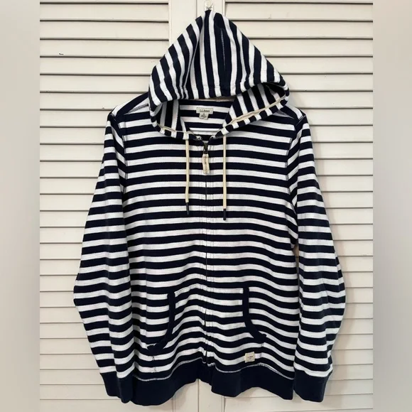 L.L. Bean Hoodie in Blue and White, full zip, size L - Picture 2 of 9